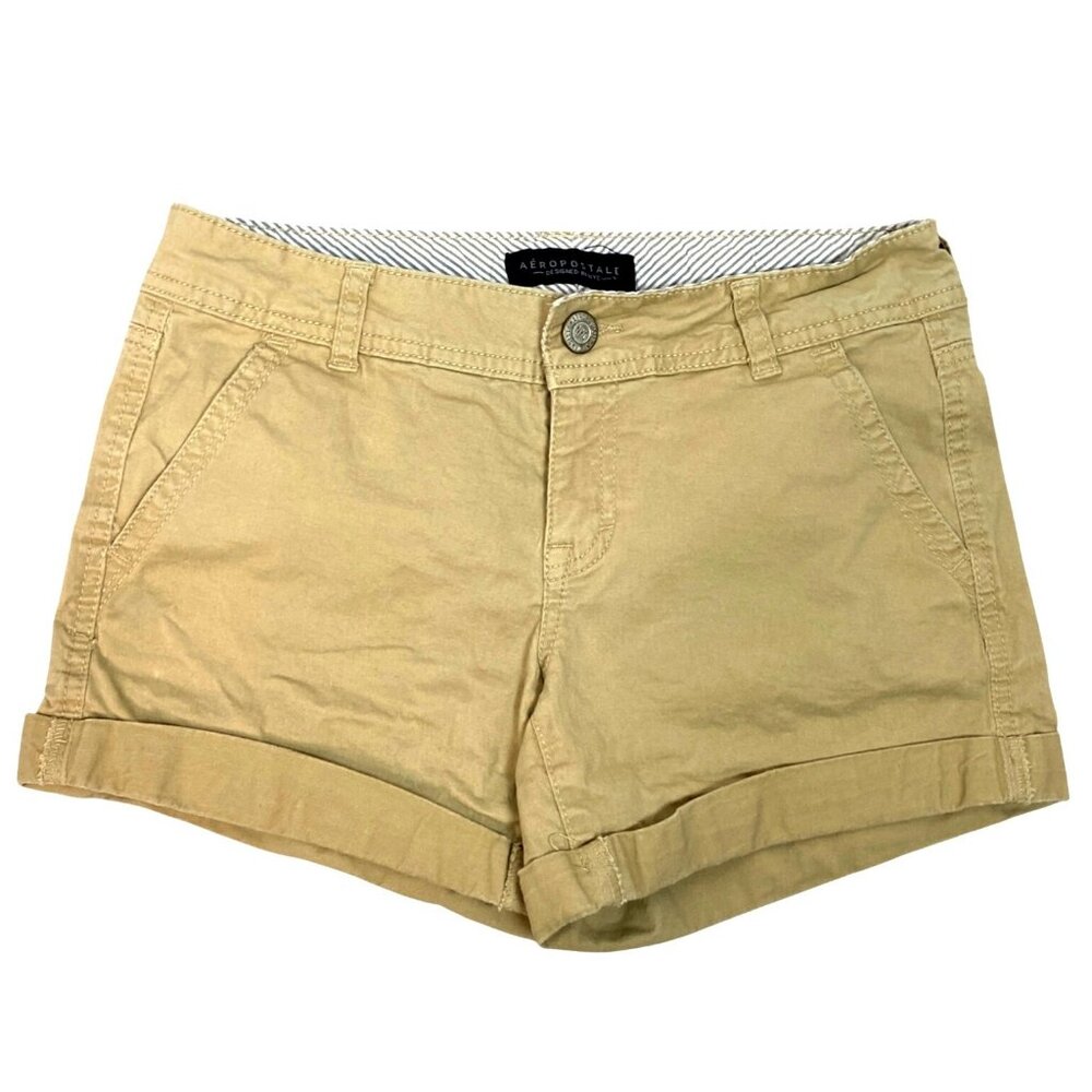 Aeropostale Khaki Tan Low Rise Cuffed Casual Utility Shorts Women's Size 0